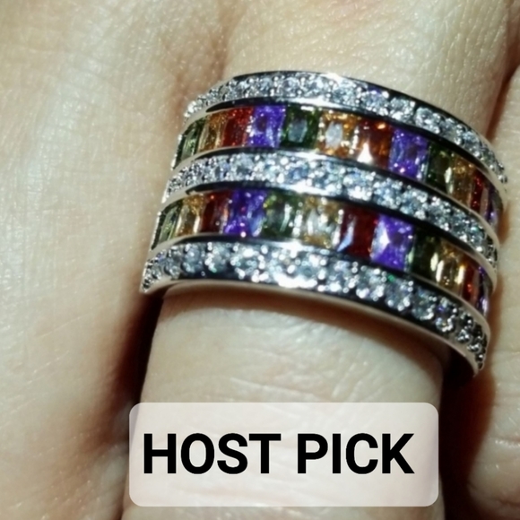 Sparkling Crown ring w/Multicolor Gemstones HP - Picture 2 of 8
